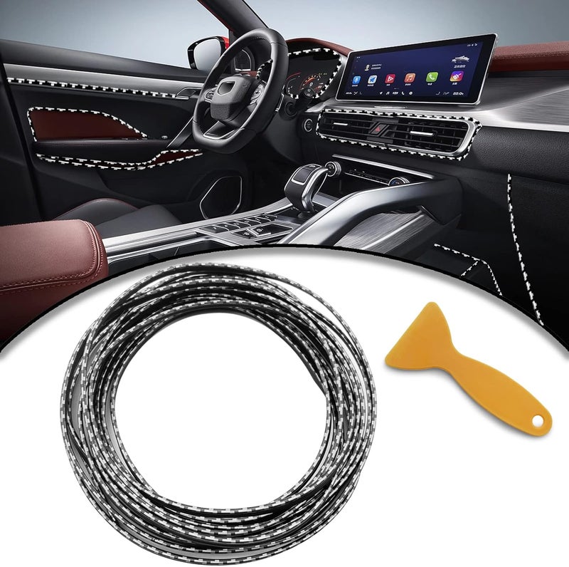OSIFIT Car Interior Trim Strips,Universal 16.4 ft Car Electroplating Decoration Styling Door Dashboard, Flexible Interior Trim Accessories with Installing Tool(Carbon) - Image 1